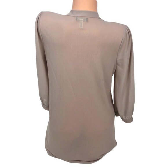 Susina Button Up Lace Tie Neck V-Neck Top Blouse Sheer 3/4 Sleeve Cottagecore L - Picture 6 of 9